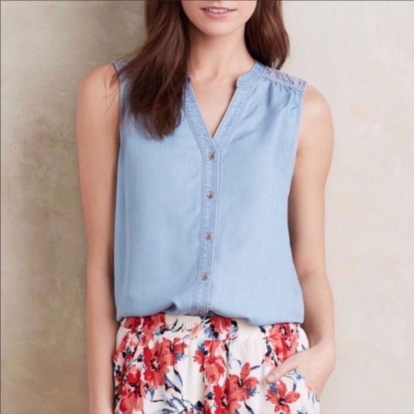 Chambray sleeveless tank - Picture 2 of 6